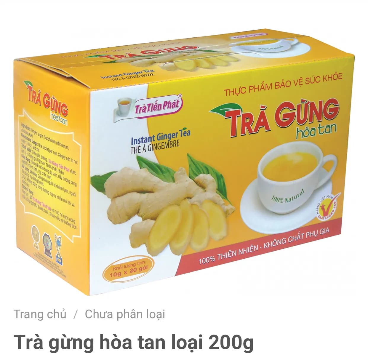 Trà gừng hòa tan loại 200g ( 10 g x 20 gói )